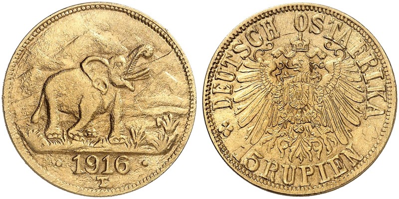DEUTSCH - OST - AFRIKA. J. N 728b, EPA DOA 31 
15 Rupien 1916 T, Tabora. Gold, ...