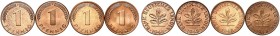 Bank Deutscher Länder. J. 376 
Lot von 4 Stück: 1 Pfennig 1948 D - J, EPA 1 - 4.. J vz, sonst f. St