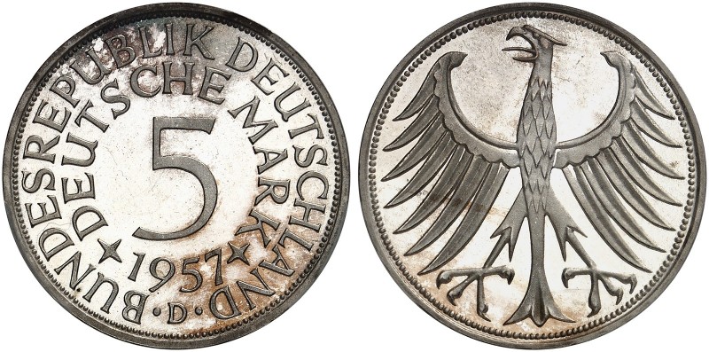 5 DM - Kursmünze. J. 387 
Ein zweites Exemplar. PCGS PR 65 DCAM, PP