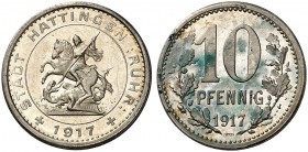 NOTMÜNZEN. Hattingen. 
Silberabschlag von den Stempeln der 10 Pfennig 1917. Funck 196.1 Auflage 15 Exemplare ! vz aus PP