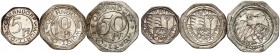 NOTMÜNZEN. Oberndorf. 
Lot von 3 Stück: Silberabschläge von den Stempeln der 5, 10, 50 Pfennig 1918. Funck 392.1-3 vz - St