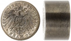 Prägestempel der Wertseite für 20 Mark 1892. vz