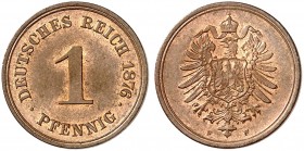 J. 1, EPA 1 
1 Pfennig 1876 F. schöne Kupferpatina, St