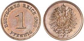 J. 1, EPA 1 
1 Pfennig 1889 J. schöne Kupferpatina, f. St