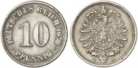 J. 4, EPA 27 
10 Pfennig 1876 H. kl. Kr., vz+