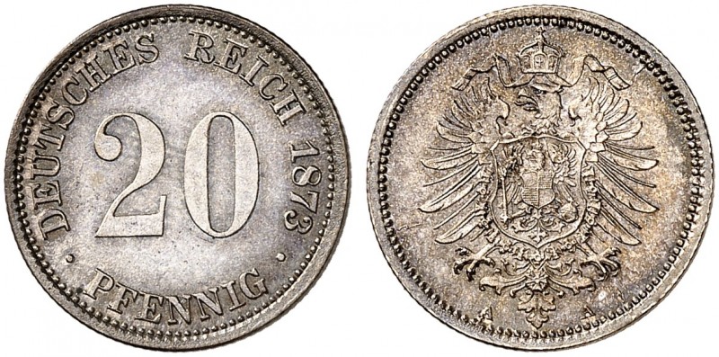 J. 5, EPA 40 
20 Pfennig 1873 A. schöne Patina, St
