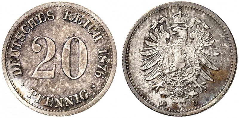 J. 5, EPA 40 
20 Pfennig 1876 D. schöne Patina, f. St