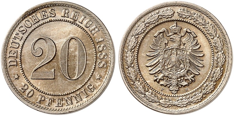 J. 6, EPA 41 
20 Pfennig 1888 F. schöne Patina, St