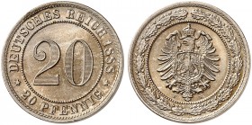 J. 6, EPA 41 
20 Pfennig 1888 F. schöne Patina, St