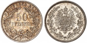 J. 8, EPA 45 
50 Pfennig 1877 B. schöne Patina, vz - St