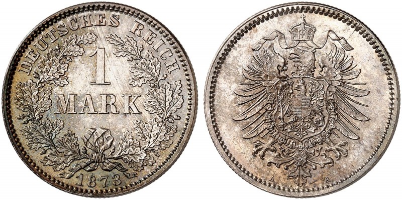 J. 9, EPA 55 
1 Mark 1873 A. schöne Patina, f. St