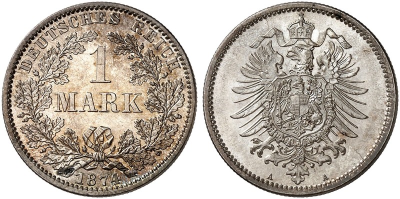 J. 9, EPA 55 
1 Mark 1874 A. schöne Patina, St