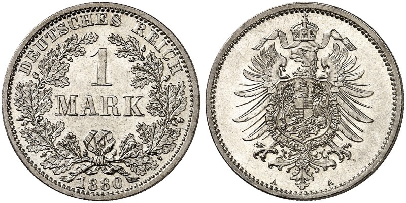 J. 9, EPA 55 
1 Mark 1880 A. in dieser Erhaltung sehr selten ! winz. Kr., St