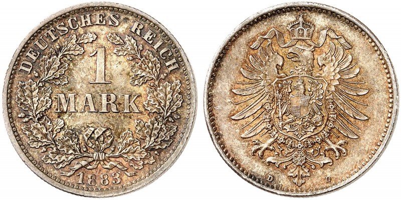 J. 9, EPA 55 
1 Mark 1883 D. in dieser Erhaltung sehr selten ! schöne Patina, f...