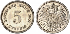 J. 12, EPA 18 
5 Pfennig 1907 E. winz. Kr., EA