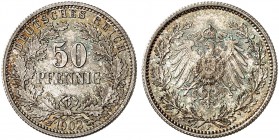 J. 15, EPA 46 
50 Pfennig 1902 F. der seltenste Jahrgang ! schöne Patina, St