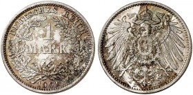 J. 17, EPA 56 
1 Mark 1901 D. schöne Patina, winz. Kr., St