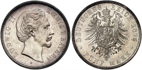 BAYERN. Ludwig II., 1864-1886. J. 42, EPA 5/12 
5 Mark 1875. vz - St / f. St