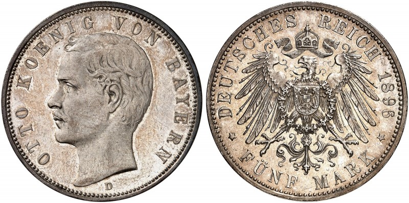 BAYERN. Otto II., 1886-1913. J. 46, EPA 5/14 
5 Mark 1896. der seltenste Jahrga...