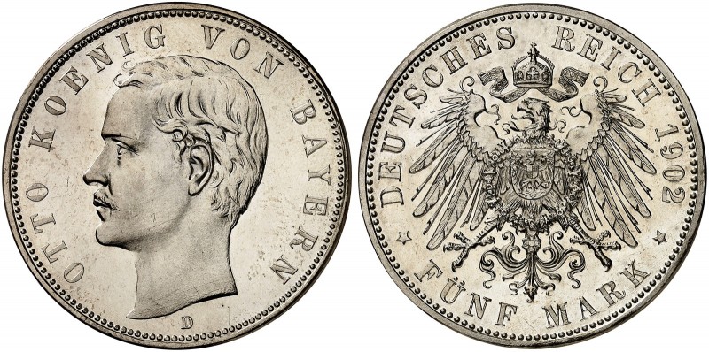 BAYERN. Otto II., 1886-1913. J. 46, EPA 5/14 
5 Mark 1902. in dieser Erhaltung ...