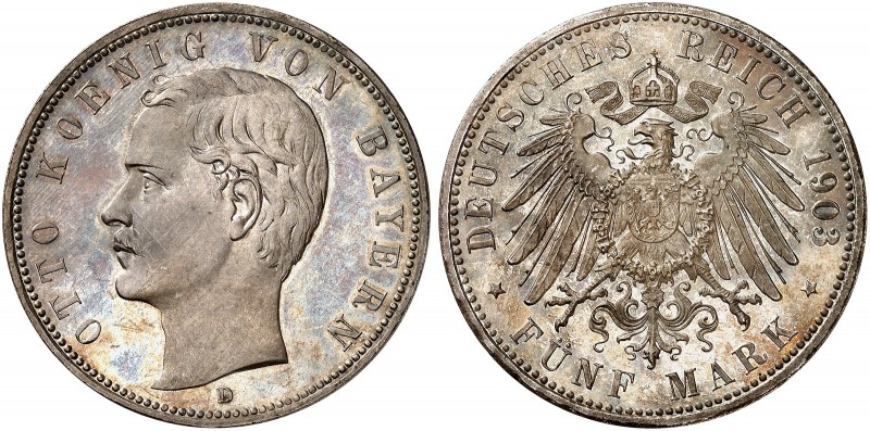 BAYERN. Otto II., 1886-1913. J. 46, EPA 5/14 
5 Mark 1903. in dieser Erhaltung ...
