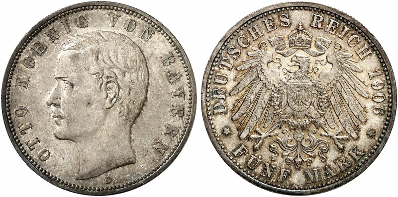 BAYERN. Otto II., 1886-1913. J. 46, EPA 5/14 
5 Mark 1906. in dieser Erhaltung ...