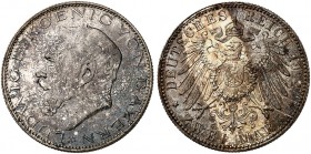 BAYERN. Ludwig III., 1913-1918. J. 51, EPA 2/15 
2 Mark 1914. schöne Patina, f. St