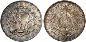BREMEN. J. 59, EPA 2/16 
2 Mark 1904. Prachtexemplar ! schöne Patina, St