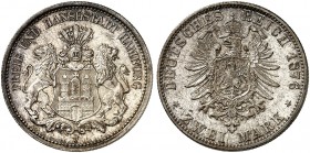 HAMBURG. J. 61, EPA 2/17 
2 Mark 1876. schöne Patina, f. St