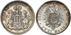 HAMBURG. J. 61, EPA 2/17 
2 Mark 1877. schöne Patina, f. St