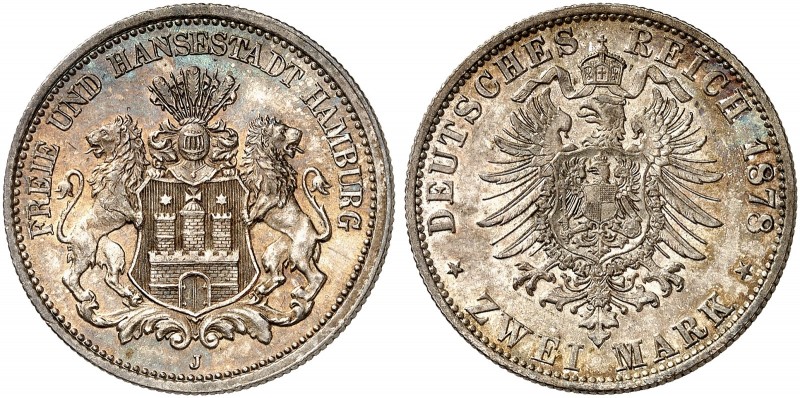 HAMBURG. J. 61, EPA 2/17 
2 Mark 1878. schöne Patina, f. St
