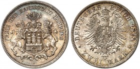 HAMBURG. J. 61, EPA 2/17 
2 Mark 1878. schöne Patina, f. St