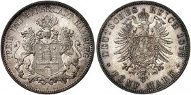 HAMBURG. J. 62, EPA 5/20 
5 Mark 1876. vz - St