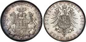 HAMBURG. J. 62, EPA 5/20 
5 Mark 1888. kl. Kr., f. St