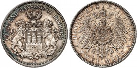 HAMBURG. J. 63, EPA 2/18 
2 Mark 1896. schöne Patina, f. St
