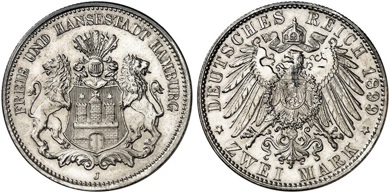 HAMBURG. J. 63, EPA 2/18 
2 Mark 1899. winz. Kr., f. St