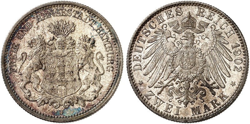 HAMBURG. J. 63, EPA 2/18 
2 Mark 1902. schöne Patina, EA, f. St