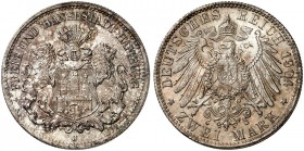 HAMBURG. J. 63, EPA 2/18 
2 Mark 1904. schöne Patina, St