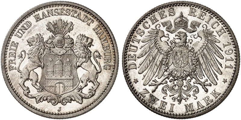 HAMBURG. J. 63, EPA 2/18 
2 Mark 1911. winz. Haarlinien, PP
