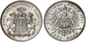 HAMBURG. J. 64, EPA 3/11 
3 Mark 1911. f. St aus PP