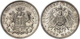 HAMBURG. J. 65, EPA 5/21 
5 Mark 1895. f. St aus PP