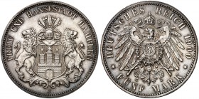 HAMBURG. J. 65, EPA 5/21 
5 Mark 1900. winz. Rdf., f. St