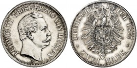 HESSEN. Ludwig III., 1848-1877. J. 66, EPA 2/19 
2 Mark 1877. in dieser Erhaltung äußerst selten ! f. St