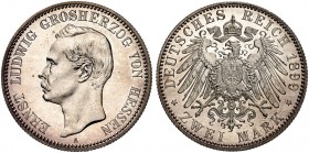 HESSEN. Ernst Ludwig, 1892-1918. J. 72, EPA 2/22 
2 Mark 1899. Prachtexemplar ! PP