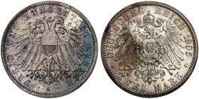 LÜBECK. J. 81, EPA 2/26 
2 Mark 1905. schöne Patina, f. St
