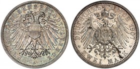 LÜBECK. J. 81, EPA 2/26 
2 Mark 1907. schöne Patina, PP