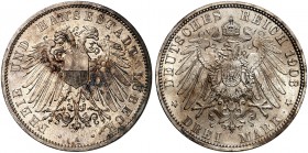 LÜBECK. J. 82, EPA 3/15 
3 Mark 1908. schöne Patina, f. St