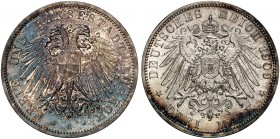 LÜBECK. J. 82, EPA 3/15 
3 Mark 1909. schöne Patina, f. St