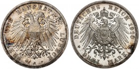 LÜBECK. J. 82, EPA 3/15 
3 Mark 1910. Prachtexemplar ! schöne Patina, PP