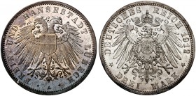 LÜBECK. J. 82, EPA 3/15 
3 Mark 1912. schöne Patina, f. St